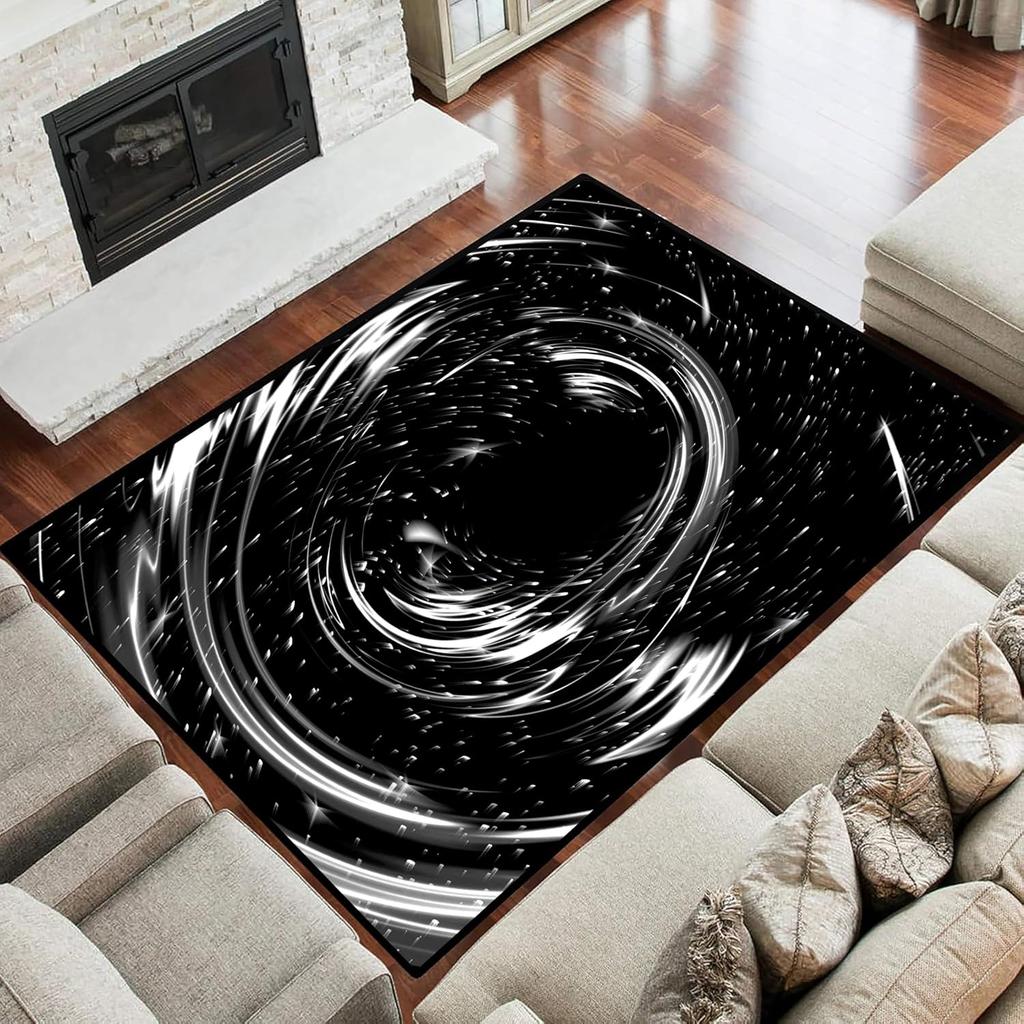 3D Lava Illusion Rug Burning Magma Area Rug Visual Trap Floor Mat Creative Non-Slip Carpet for Living Room Bedroom Home Decor