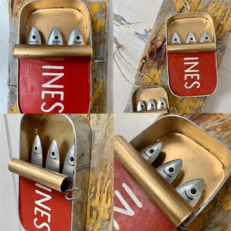 M-Modern-Tin Of Sardines Quirky Hanging Ornament,A Quirky Little Piece, Funny Fishing Ornaments,Sardine Can Canned Fish Seafood