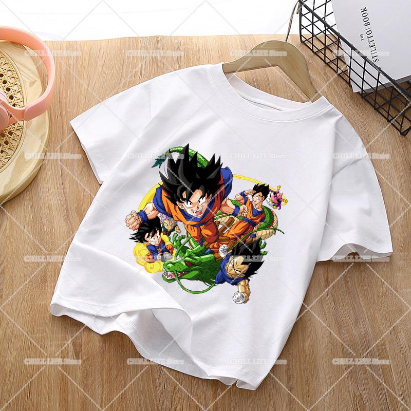 Anime Dragons Ball Children TShirts Cartoon Son Goku Short Sleeves Top Girl Boy Summer Crew Neck Tee Shirts Casual Kids Clothes