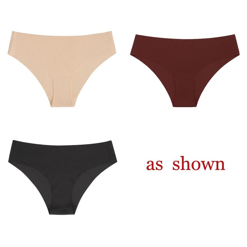 TERMEZY 3Pcs/Lot Sexy No Trace Panties for Women Ice Silk Low Waist Underwear Sports Lingerie G-string Briefs Female Intimates