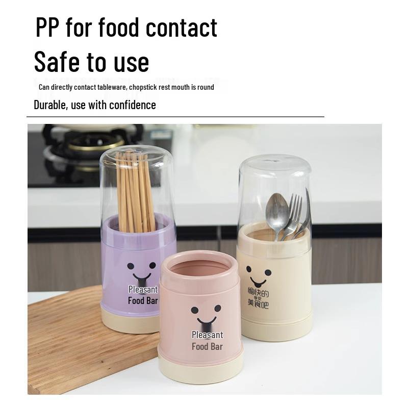 Dustproof Chopstick & Utensil Holder: Kitchen Storage Tray with Drainage