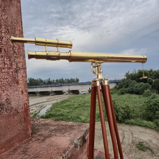 Maritime Brass Telescope Adjustable Wooden Tripod Nautical Decor Gift 42x Functional Telescope Home, Office, Studio Decor Gift