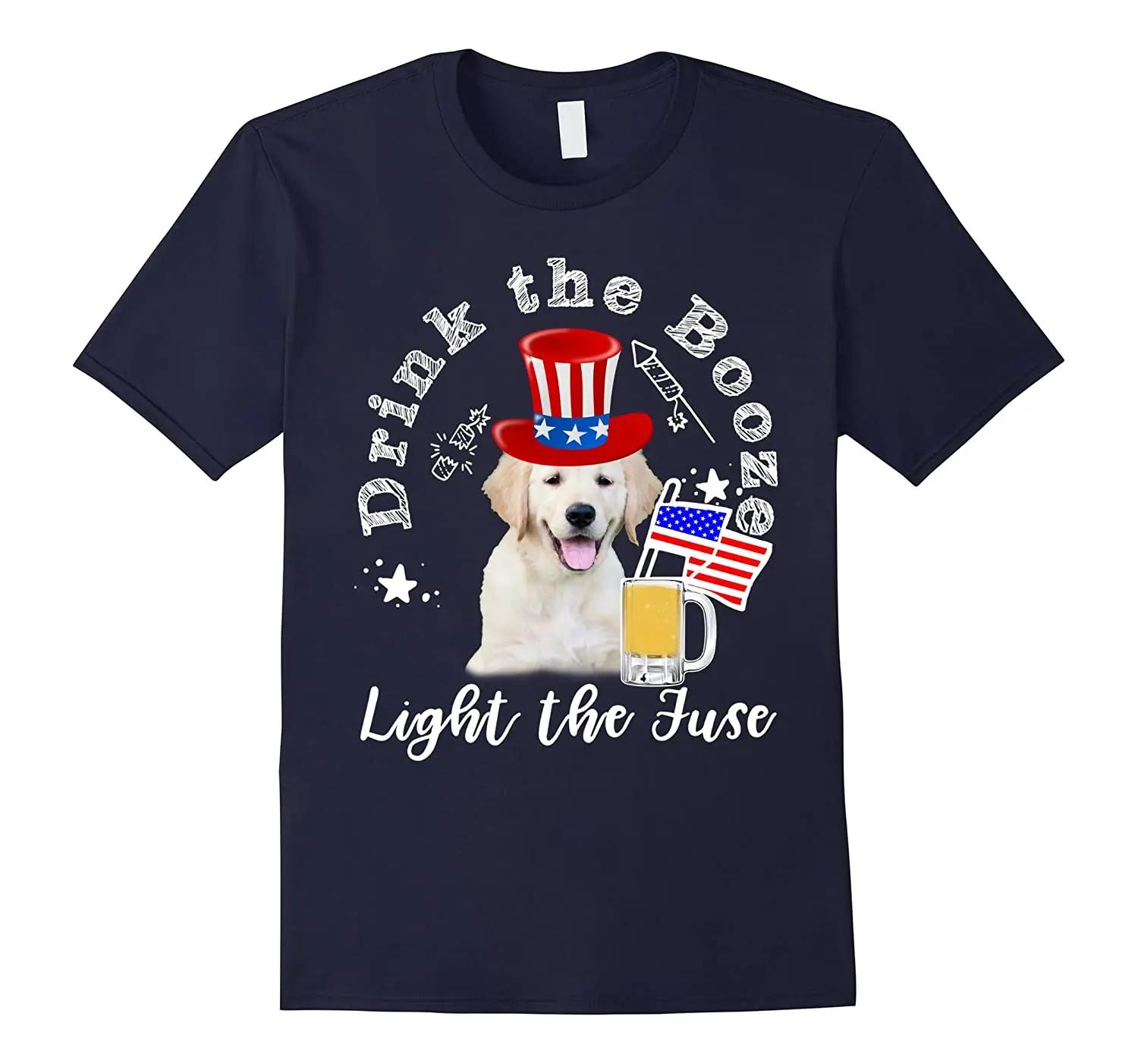 

Drink The Booze Light The Fuse Funny Golden Retriever Beer TShirt Summer Cotton ONeck Short Sleeve Mens T Shirt New S3XL 4XL