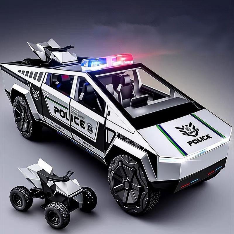 1/24 Tesla Cyber Trucks Alloy Pickup Car Model Diecast Metal Toy Off-road Vehicles Car Model Simulation Sound and Light Kids Gift