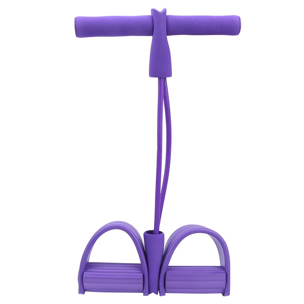 2 Tube Foot Pedal Pull Rope Elastic Leg Puller SitUp Abdominal Fitness Training Equipment(Purple )