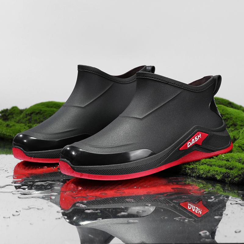 Men's Rain Shoes Fashion Youth Casual Comfort Light Thick Sole Soft Sole Anti Slip Wear-resistant Waterproof Outdoor Rain Boots
