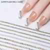 25Cm Long Luxury Crystal Pearl Chain Nail Charms 1.5/2Mm Shining Clear Diamond Nail Art Metal Glass Manicure Crystal Nail Charm
