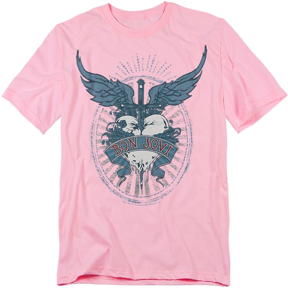 Bon Jovi Winged Heart T-Shirt S-3XL Pink S