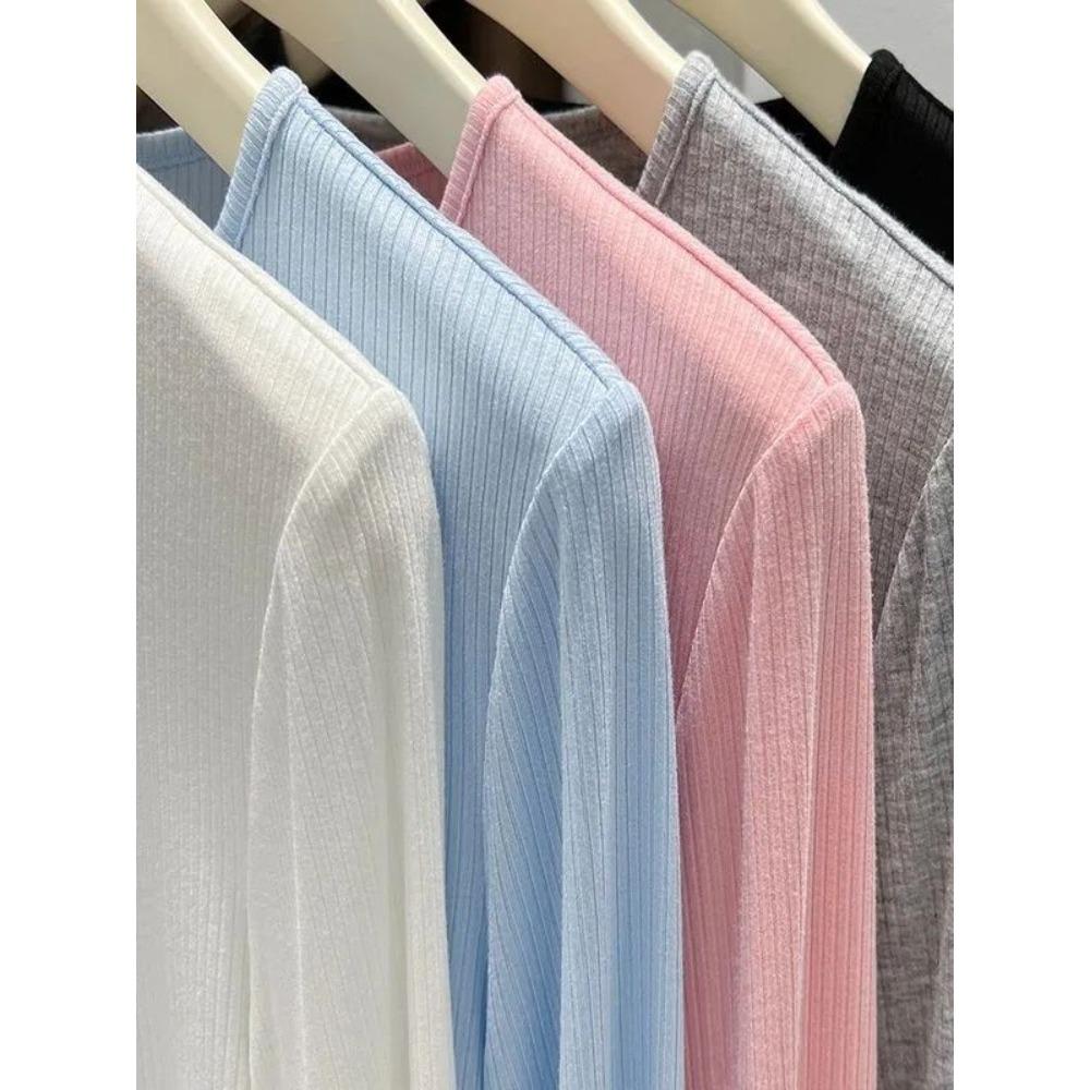 Women Grey Ribbed Thin Cardigan Shawl, Lightweight Sun Protection Air Conditioner Coat Office Summer Outerwear Cover Up