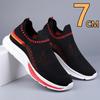 Summer Breathable Elevator Shoes Slip-on Platform Sneakers 7cm Height Increase Insoles Wedge Loafers Casual Wear
