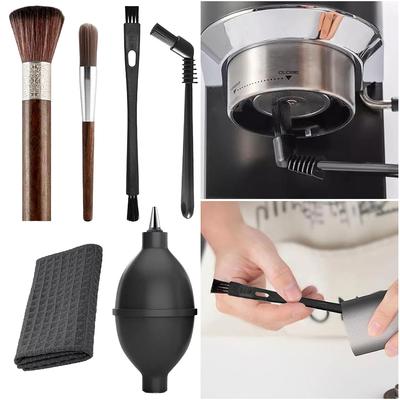 6 Pieces Coffee Brush Set with Manual Air Blower Tool Coffee Portafilter Cleaning Brush Set for Coffee Machine Group Head
