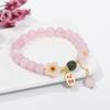 Pink Crystal Hetian Jade Beaded Bracelet Niche Design Peach Blossom National Style Bracelet High-end Girlfriend Gift Jewelry