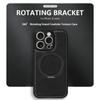 For iPhone 16 Pro Magnetic Case Calf Texture PU+TPU+PC Kickstand Phone Cover