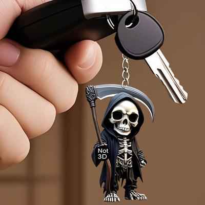 3 Death Reaper Keychain, 2D Flat Acrylic Pendant, Backpack Phone Pendant, Backpack and Car Home Decoration, Keychain, Car Keyc