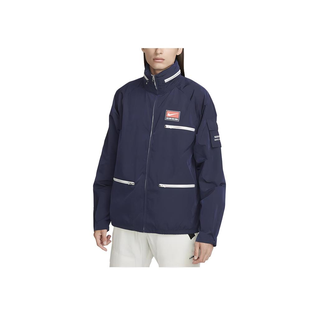 Nike Stehkragen Reißverschlusstasche Logo Langarmjacke Herrenjacke Blau FB7264-410
