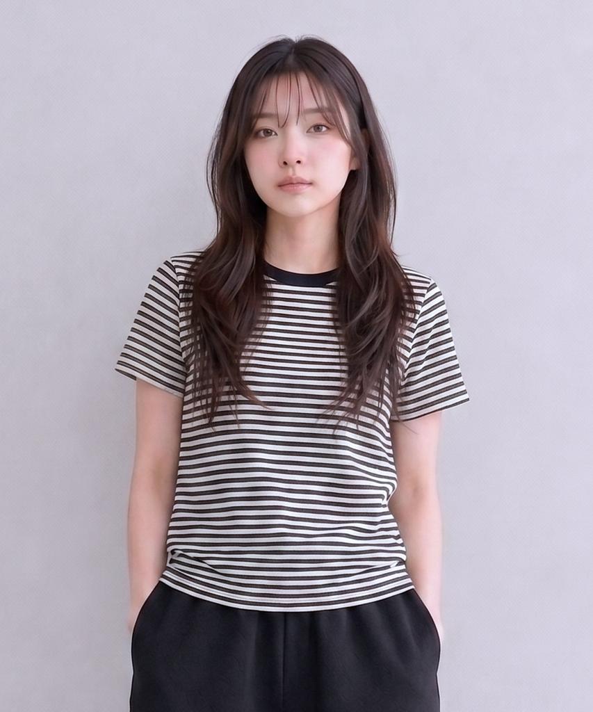 ADERNM Slub Stripe Crop T Black