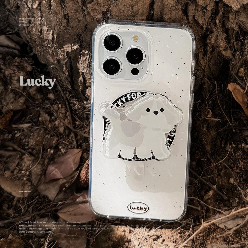 Double-layer imd magnetic suction bracket 17pro max iPhone case iphone14 is suitable for 1316 ink splashing dog
