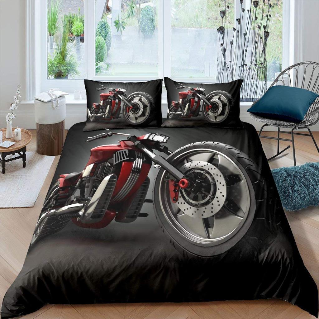 Motorrad König Königin Bettbezug Dirt Bike Bettwäscheset Motocross Rennfahrer Extremsportarten Steppdeckenbezug Polyester Bettdeckenbezug