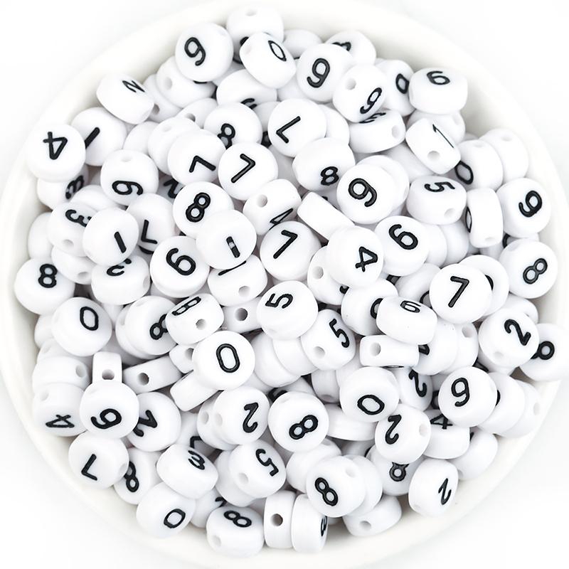100pcs 7mm Multicolor Acrylic Alphabet Beads Heart Numbers Letter Loose Beads For Jewelry Making DIY Bracelets Gift Wholesale