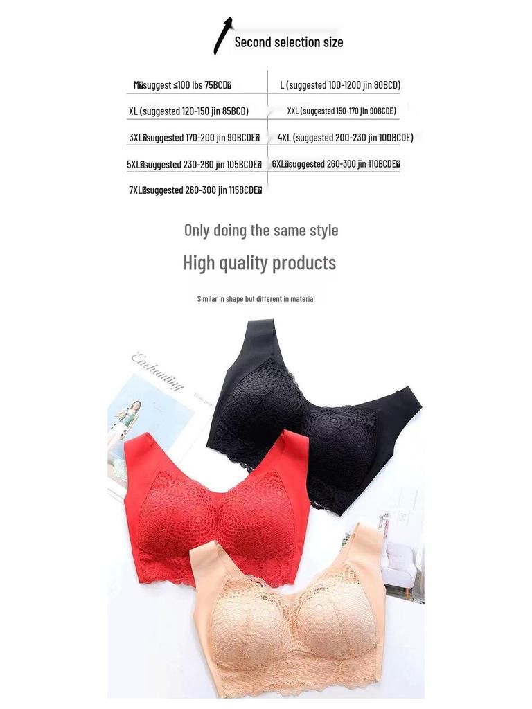 Cross-Border Plus Size Wire-Free Sports Bra for Sleep & Support