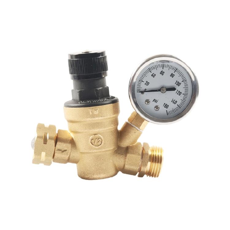 

Two Filter Motorhome Water Pressure Control Valves Adjustable Handle For Campers Trailers With Silicone Pressure Gauges