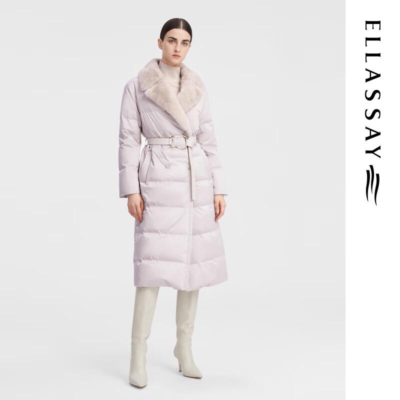

ELLASSAY Women s Mink Fur Lapel Long Goose Down Jacket S