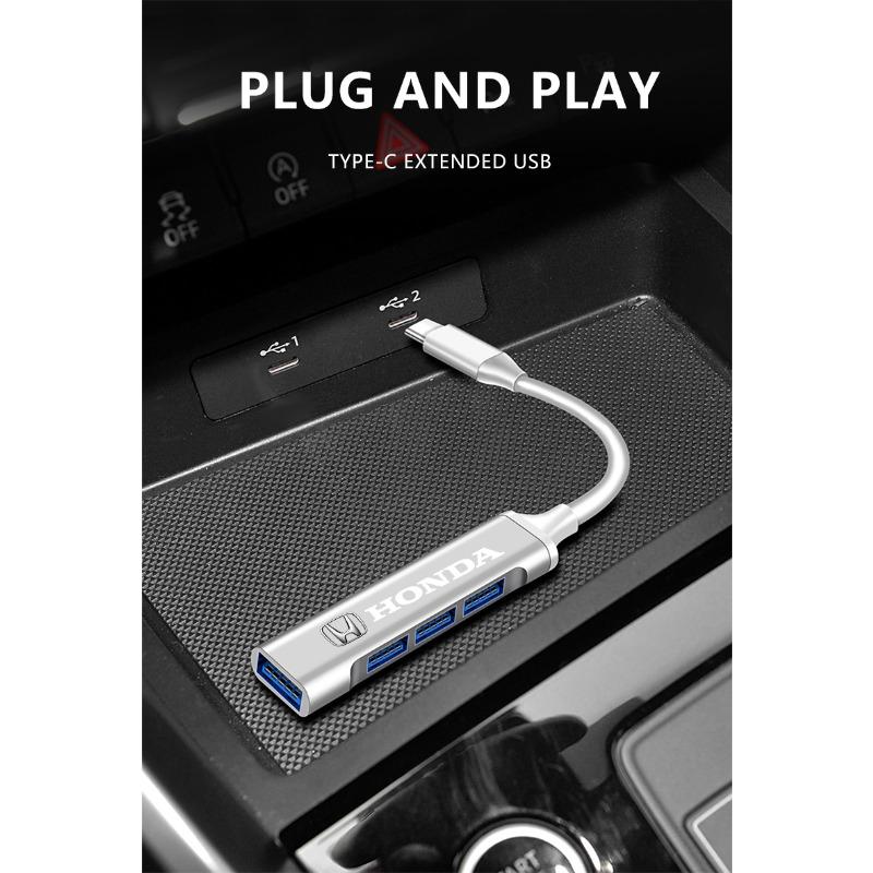 4 Ports USB 3.0 HUB TYPE-C Multi High Data Transmission Car Adapter for Honda Passport Stepwgn CRV BRV HRV Insight Fit Jazz Civic Accord Pilot