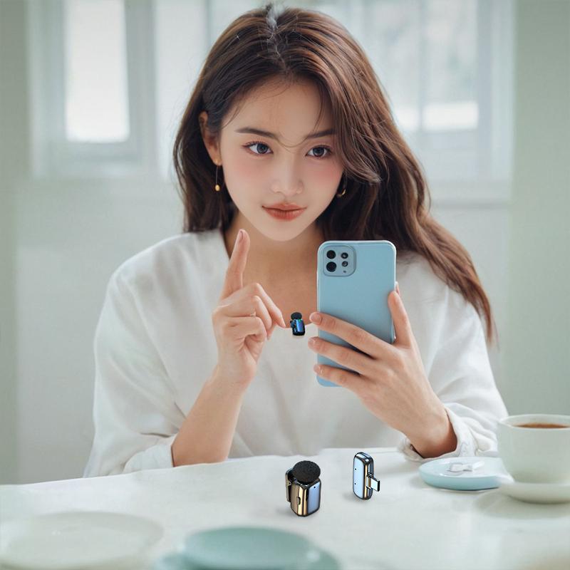 Mini Wireless Lapel Microphone 2.4G Lavalier Microphone for iPhone iPad Android Type-C Video Recording Live Broadcast