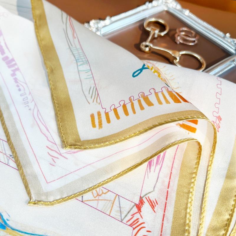 Spring new horse prism silk printed silk scarf women's versatile mulberry silk small square scarf plain crepe satin silk gift