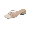 French Two Wear Cool Slippers Female 2025 New Summer Thick Heel Thin Belt Temperament Word with Fairy Style High Heel Sandals