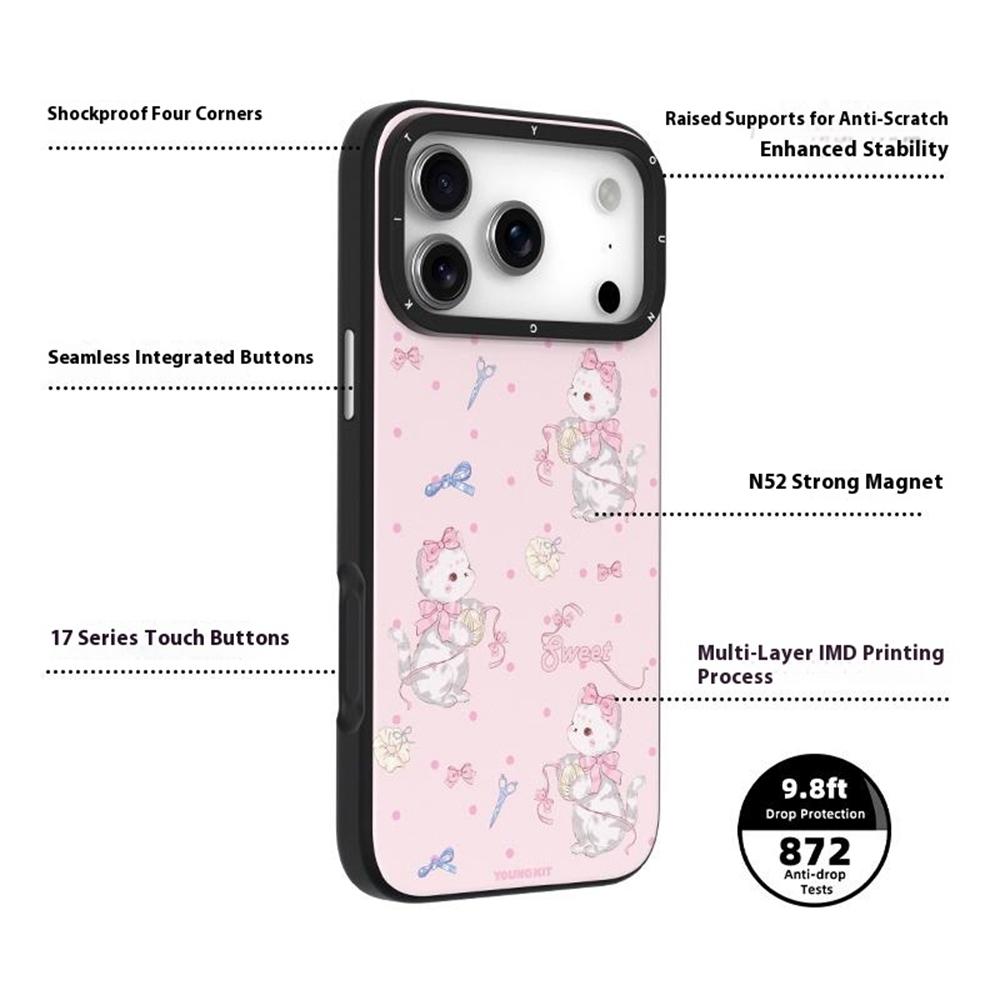 YOUNGKIT Cute Moments Series For iPhone 17 Pro Magnetic Case IMD Shockproof TPU Phone Back Cover