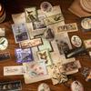 50 Pcs/pack Vintage Bronzing Stamp Style Stickers Decorative DIY Scrapbooking Diary Album Collage Material Junk Journal Supplies