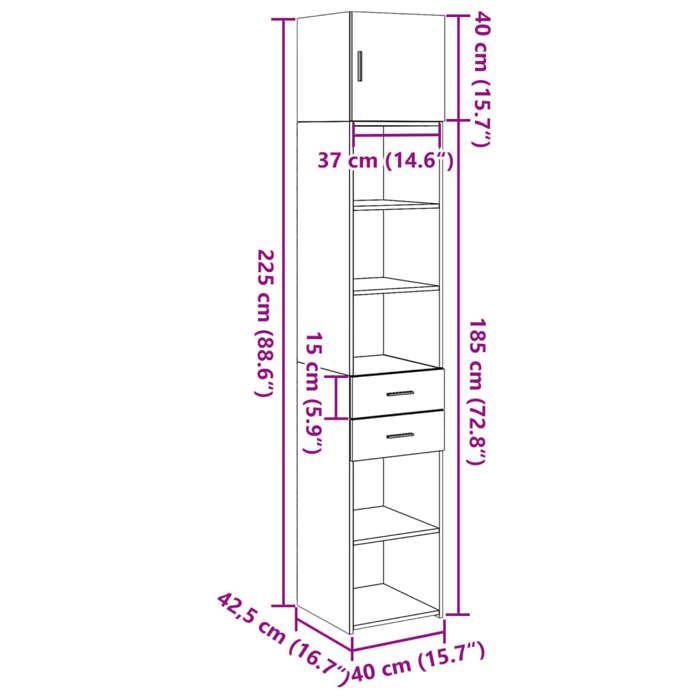 VidaXL Slim Storage Cabinet Concrete Grey 40x42.5x225 Cm, Bathroom Storage Cabinet, Storage Unit of 3281283
