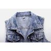 Cowboyweste Heavy Industry Nail Bead Ärmellose Schulteraufkleber Jeansjacke Damen Turndown-Kragen Top Einreihige Schnalle Neue Mode Herbst