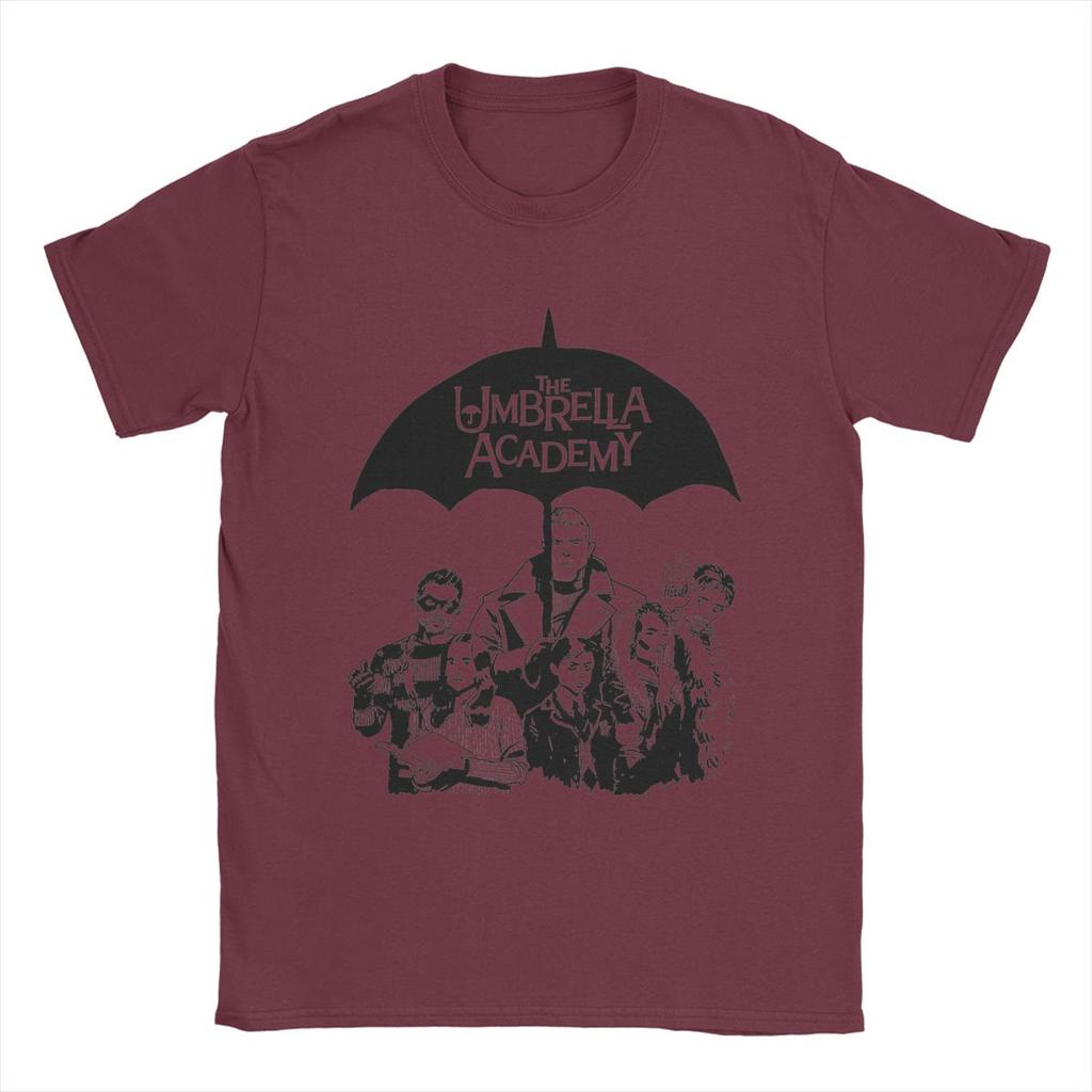 Vintage Umbrella Academy T-Shirt Men Crewneck 100% Cotton T Shirt Short Sleeve Tees Printed Tops