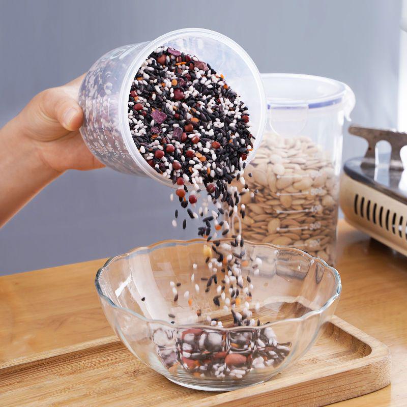 Clear Plastic Airtight Storage Jar for Kitchen Grains, Tea, and Powder