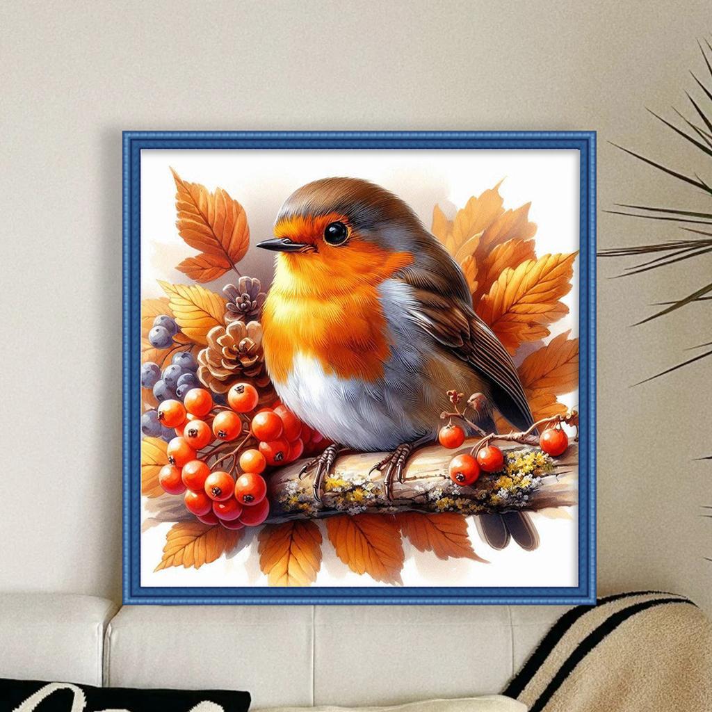 Robin Full 11CT DIY Stamped Needlework Embroidery Kit 40x40cm Printed Cross-Stitch Kits for Beginners Adults Home Decor