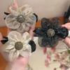 Korean Style Rhinestone Flower Top Knot Claw Clip for Women - 2025 Hairpin Headwear Fashion