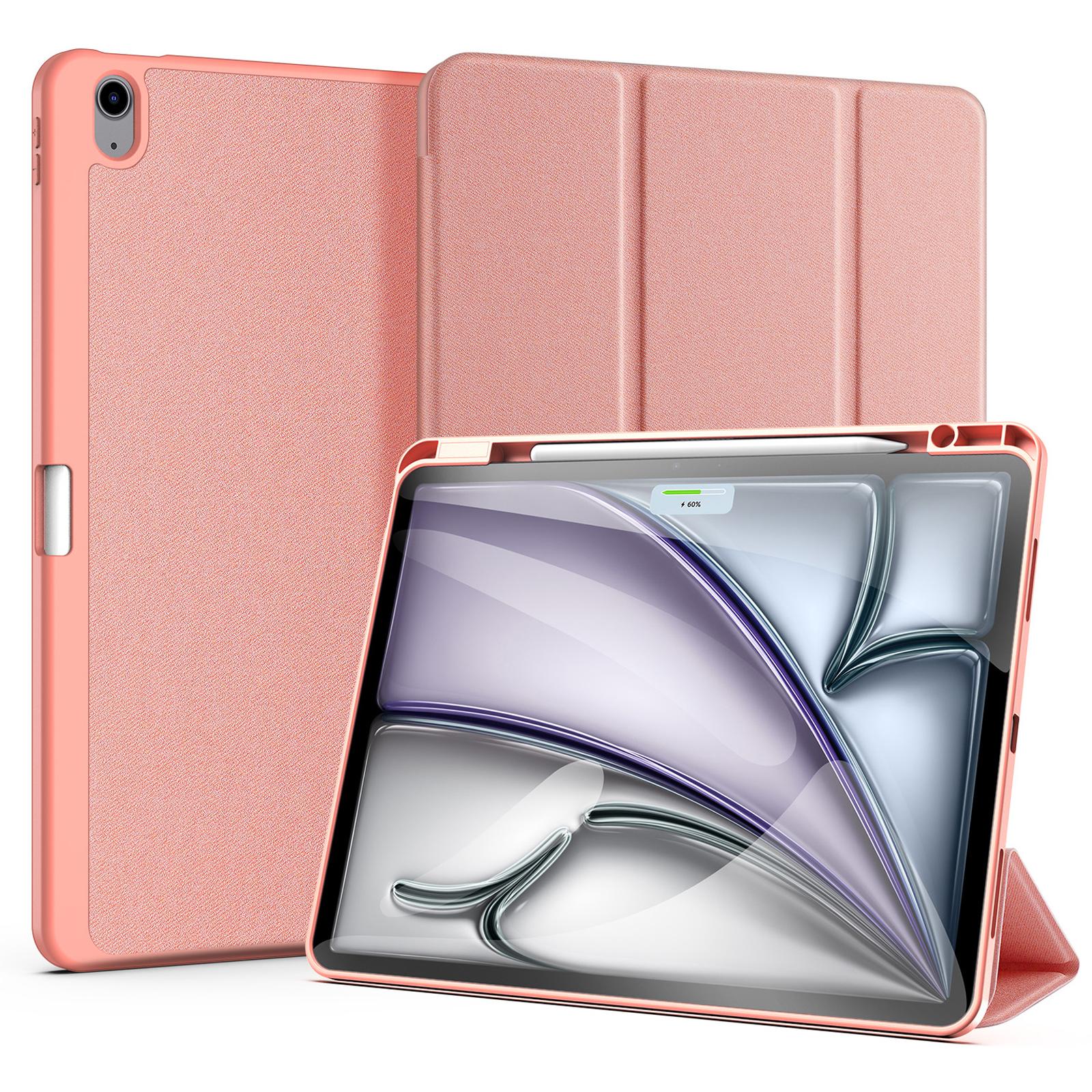 

DUX DUCIS Domo Series for iPad Air 13 (2025)/(2024) Case Tri-Fold Stand Leather Smart Tablet Cover with Pencil Holder Pink