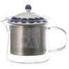Nishikai Toki Hasami Ware Issei Toki Glass 425ml Super Stainless Steel Tea Collier Made In 20496 Teapot, Small, Approx. (with Strainer), Blue, Japan,