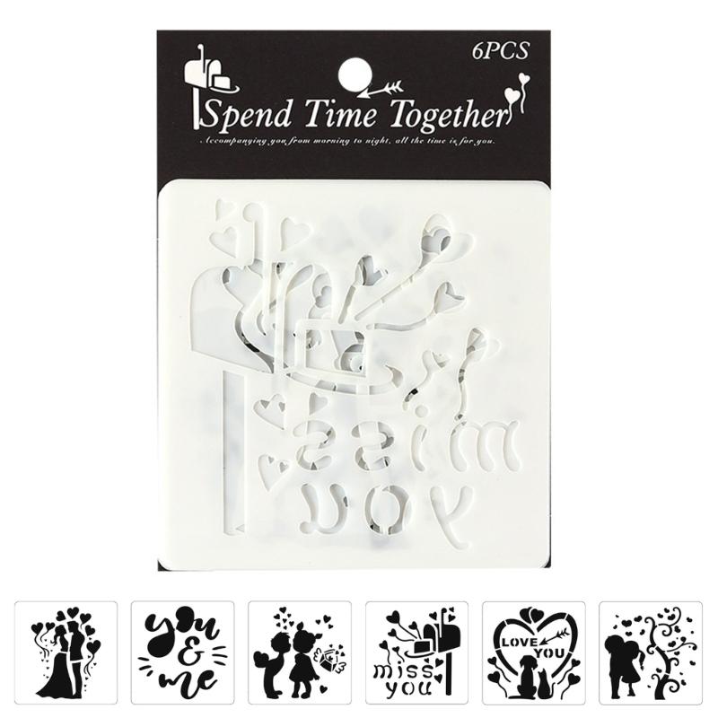 6 Pcs Heart Drawing Templates PET Couple Stencils Art and Craft Stencils For Classroom Activities And Crafting