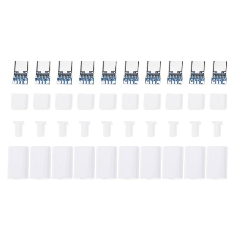 14Pin TypeC Female Port 4 Contacts Pad Integrated Resistors Female Plugs Sockets for Electronics Prototyping DIY Projects