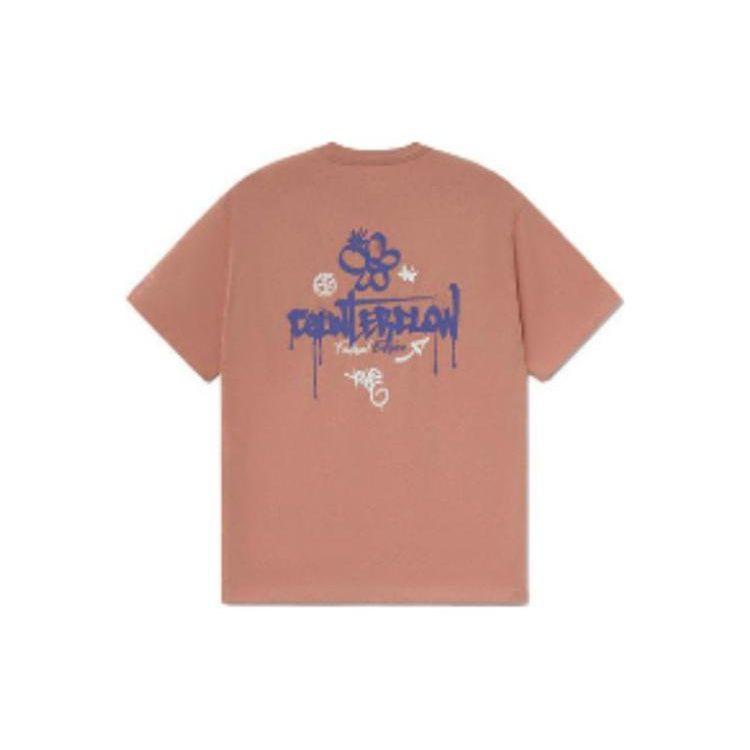 Li Ning CF Sports Lifestyle Serie Buchstaben Graffiti Print Locker Rundhals Kurzarm T-Shirt Unisex Oberteile Sand-Orange AHSS589-4