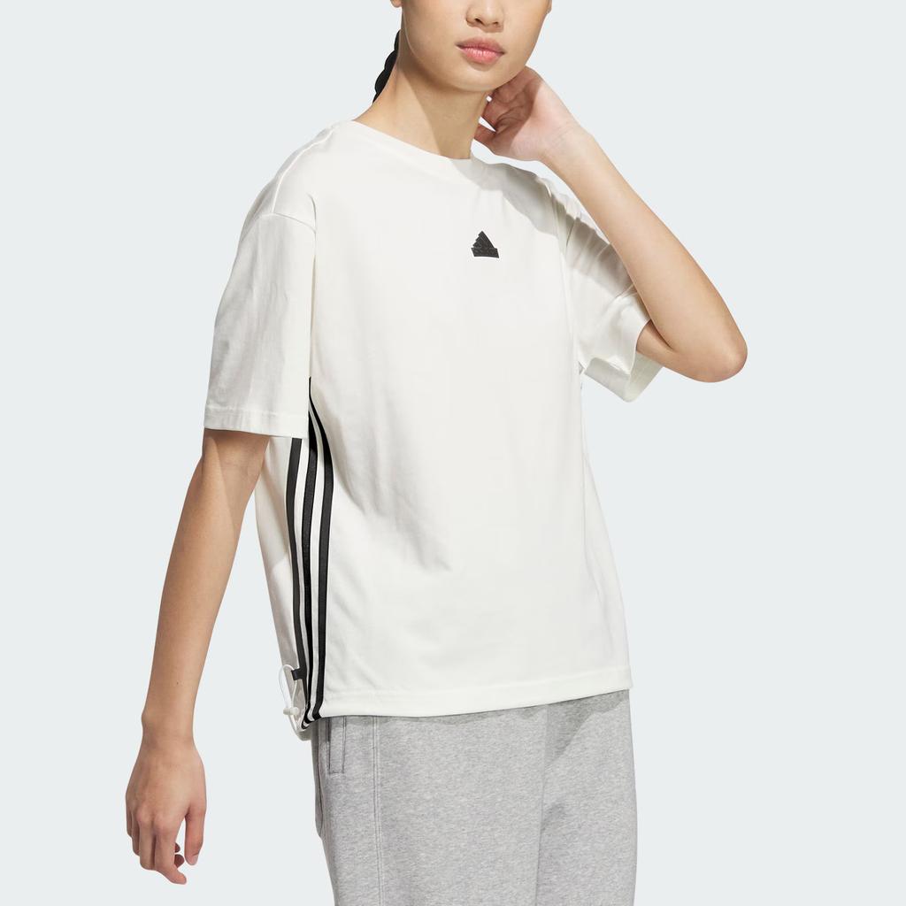 Adidas Dance Loose Cotton Casual Short Sleeve Round Neck T-Shirt Women Tops White JJ1093