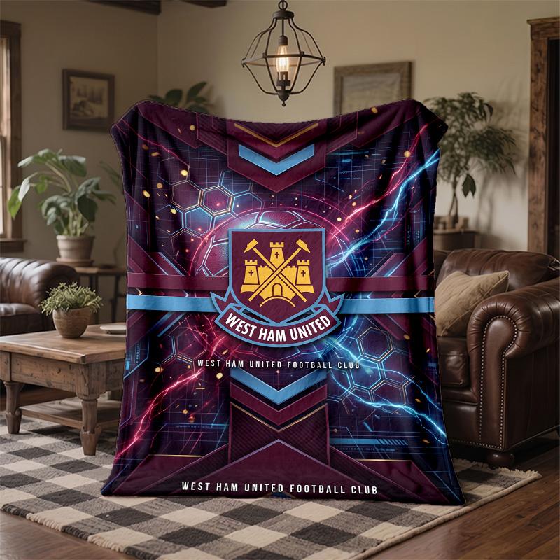 West Ham United Football Print Flannel Blanket Soft Warm Sofa Bed Throw Blanket For Home Office Bedroom