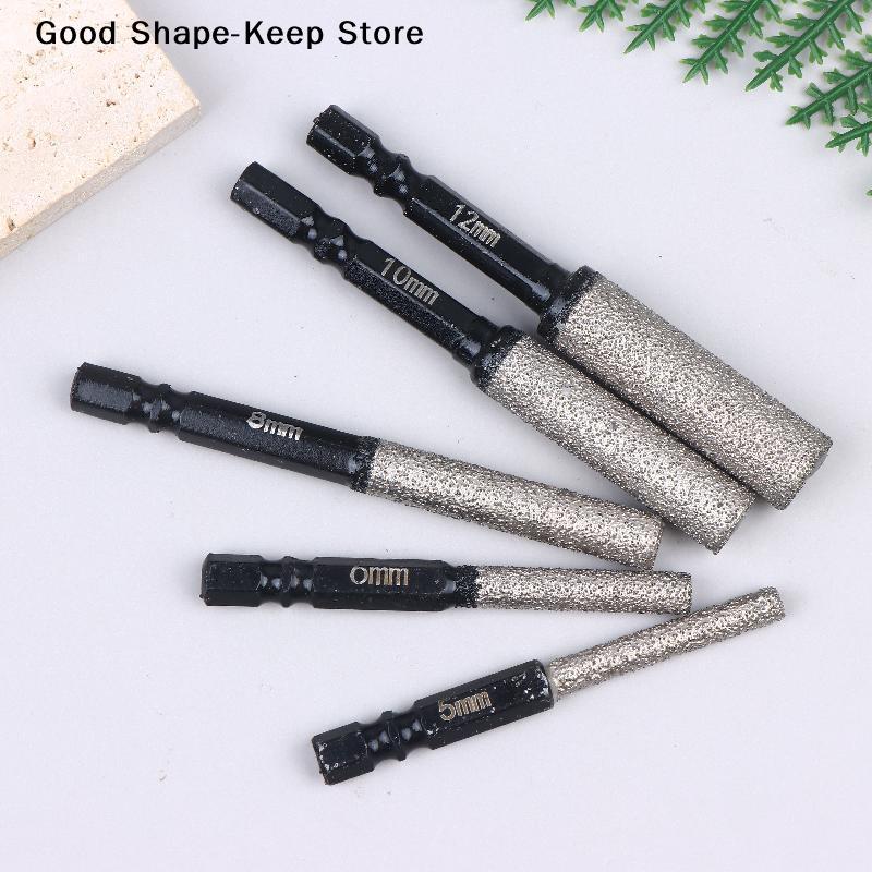 Durable 2-Pieces 5-12mm Vacuum Brazed Dry Drill Set - Wet/Dry Drilling for Porcelain/Granite/Tile/Marble