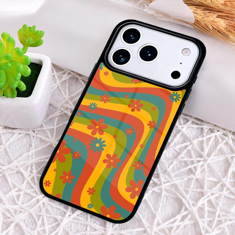 Groovy Flowers Hippie Bohemian Floral Phone Case for iPhone 17 Air 16 15 11 12 14 13 Pro Max Shockproof Cover