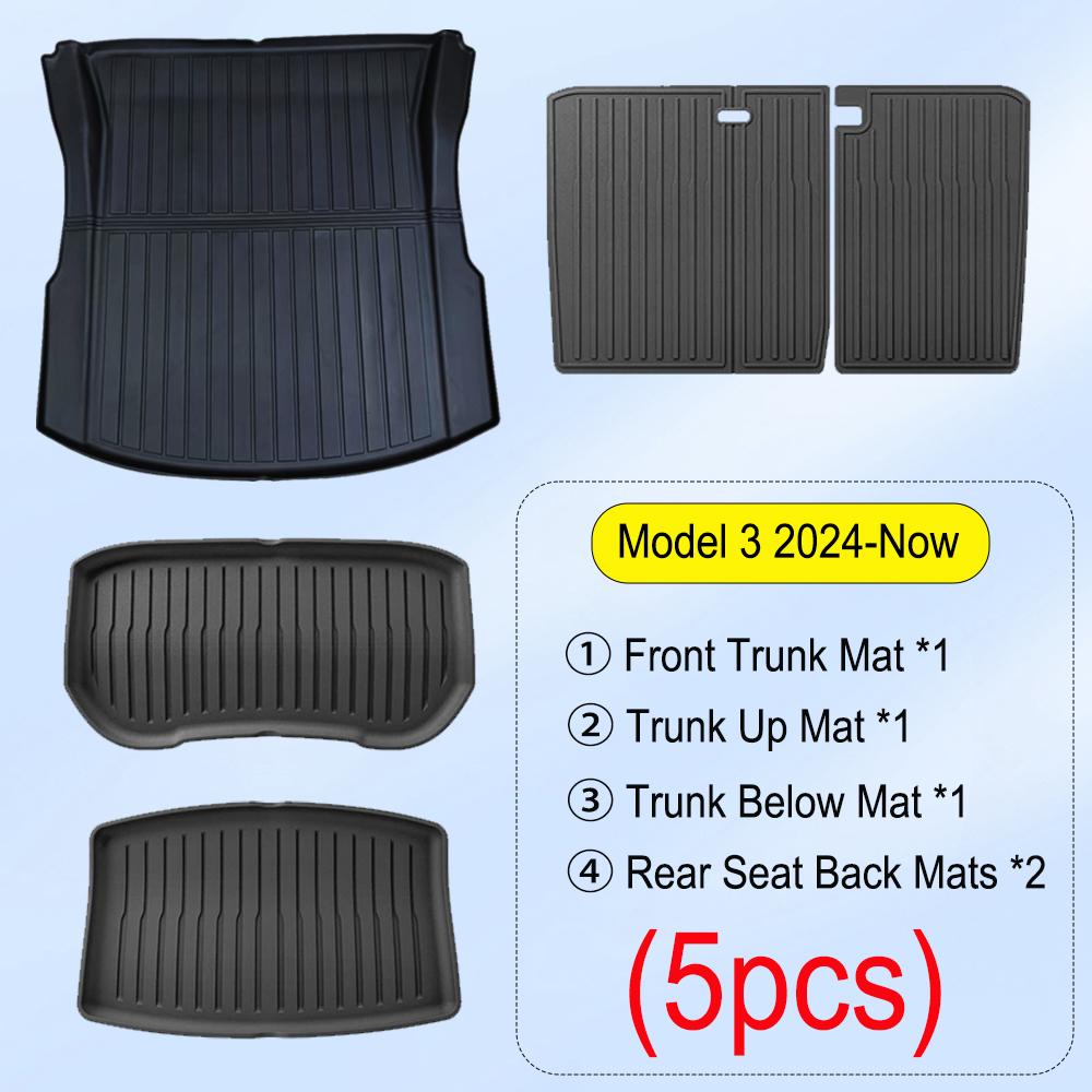 For Tesla Model 3 2026 2025 2025 Front Rear Trunk Mat Back Seat Backrest Protective Pads Cargo Liner Anti Dirty Mat Accessories