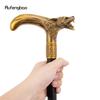 Yellow Wolf Head Biting Walking Cane Fashion Decorative Walking Stick Gentleman Elegant Cosplay Cane Knob Crosier 92cm
