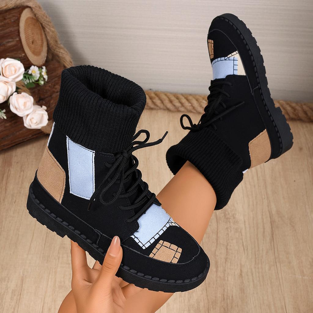 Fashion Women Boots Autumn Winter Punk Goth Ankle Boots Women Mixed Colors Women Shoes Retro Round Toe Sewing Handmade Platform Shoes